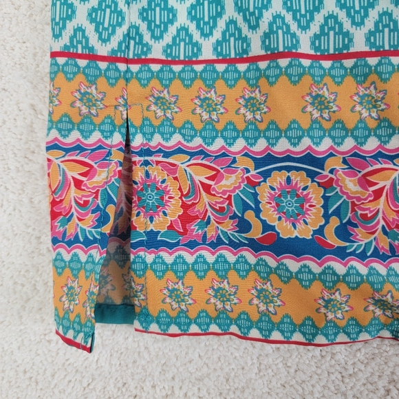 Urban Coco Teal Boho Aztec Pattern Swim Cover-Up Dress With Tassels Sz L NEW - Picture 5 of 9